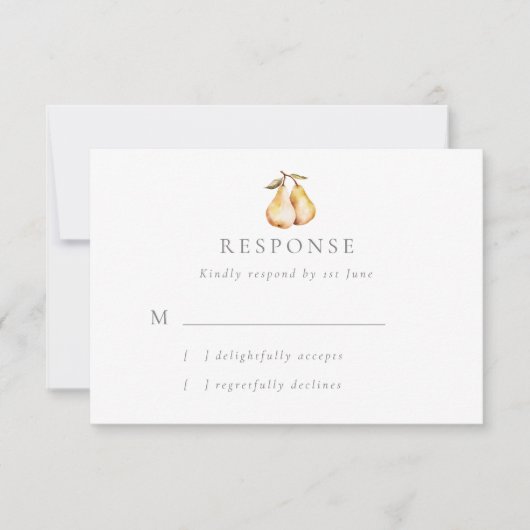 Rustikale Birnen-Hochzeitkarte RSVP Karte (Vorderseite)