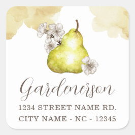 Rustikale Birnenquadrat-Aufkleber Quadratischer Aufkleber