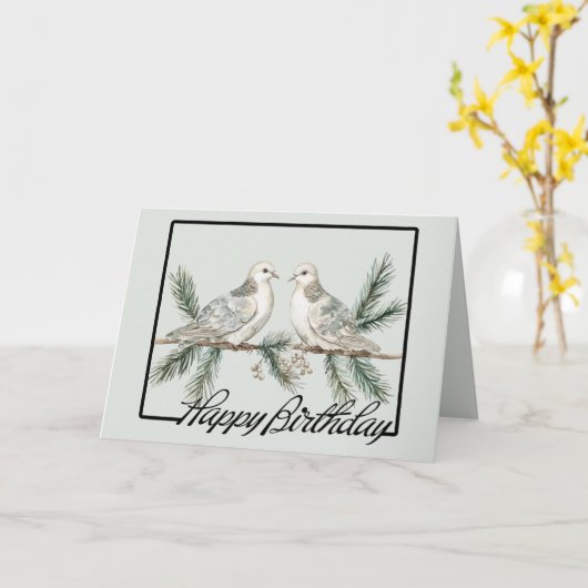 Rustikale Birthday Birds Karte (Gelbe Blume)