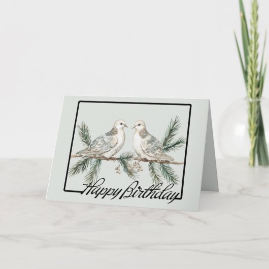 Rustikale Birthday Birds Karte (Vorderseite)