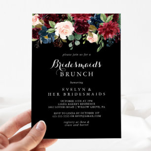 Rustikale Black Botanical Bridesmaiers Brunch Dusc Einladung