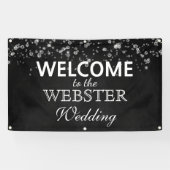 Rustikale Black Chalkboard Diamonds Elegante Hochz Banner (Horizontal)