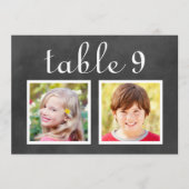 Rustikale Black Chalkboard Hochzeit Foto Tischnumm Einladung (Vorderseite)