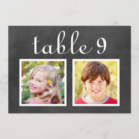 Rustikale Black Chalkboard Hochzeit Foto Tischnumm Einladung (Vorderseite)