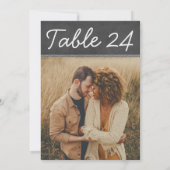 Rustikale Black Chalkboard Hochzeit Foto Tischnumm Einladung (Rückseite)