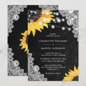 Rustikale Black Chalkboard Spitzen Sonnenblumen Ho Einladung (Vorne/Hinten)