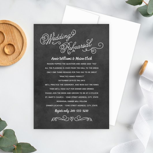Rustikale Black Chalkboard Wedding Probe Einladung
