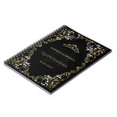 Rustikale Black Gold Prinzessin Tiara Quinceanera Notizblock (Linke Seite)