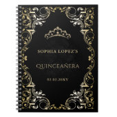 Rustikale Black Gold Prinzessin Tiara Quinceanera Notizblock (Vorderseite)