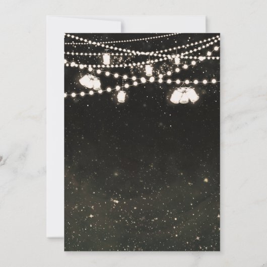 Rustikale Black Night Sky Mason Jar Lights Hochzei Einladung (Rückseite)