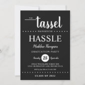 Rustikale Black Tassel Script Graduation Party Einladung (Vorderseite)