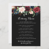 Rustikale Black Wedding Kissing Menu Game Card (Vorderseite)