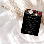 Rustikale Black Wedding Kissing Menu Game Card<br><div class="desc">Diese rustikale schwarze Hochzeitskissingkarte eignet sich perfekt für einen klassischen Hochzeitsempfang. Das Design besteht aus bordeauxroten,  marinierten,  blauen und rot strahlenden Blume mit anmutigen,  handbemalten,  schwarzen Hintergrund,  die die natürliche Schönheit inspiriere.</div>