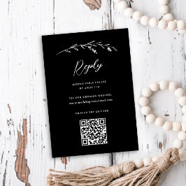 Rustikale Black Wildblume Online QR Code Hochzeit RSVP Karte