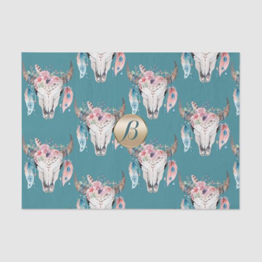 Rustikale Bläschen Boho Monogramm Personalisiert Seidenpapier (Vorderseite)