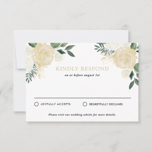 Rustikale, blasse Peonies Wedding RSVP Karte (Vorderseite)