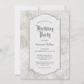 Rustikale, blassgraue Geburtstagsparty Einladung (Vorderseite)