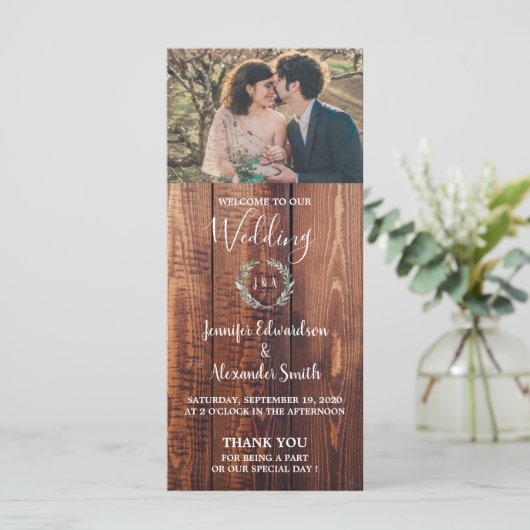 Rustikale Blätter auf Foto-Hochzeitskalender aus S Programm (Stehend Vorderseite)