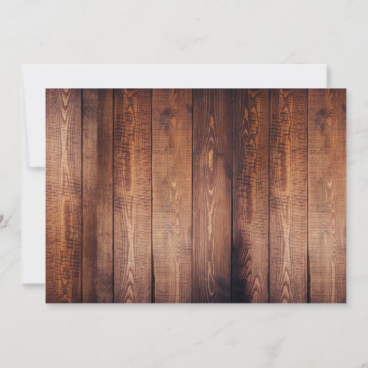 Rustikale Blätter auf Holz-Monogramm-Foto-Brautpar Einladung (Rückseite)