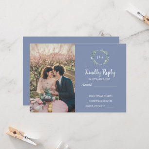 Rustikale Blätter auf Holz-Monogramm-Foto UAWG Wed Einladung