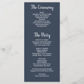 Rustikale Blätter auf marineblauen Hochzeitsprogra Programm (Rückseite)