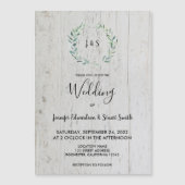 Rustikale Blätter aus Holz, Monogramm, magnetische Magnetkarte (Vorderseite)