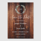 Rustikale Blätter aus Holz speichern die Daten Magneteinladung (Vorderseite)