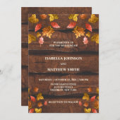Rustikale Blätter aus rotem Braungold Herbst Hochz Einladung (Vorne/Hinten)