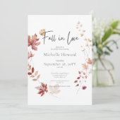 Rustikale Blätter aus Weinrost fallen in Liebe Bra Einladung (Stehend Vorderseite)