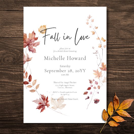 Rustikale Blätter aus Weinrost fallen in Liebe Bra Einladung