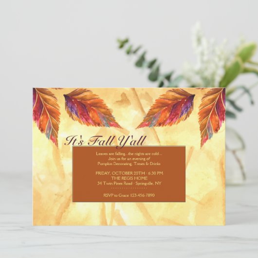 Rustikale Blätter Einladung (Stehend Vorderseite)