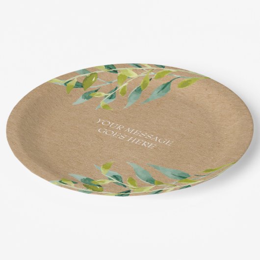 Rustikale Blätter für frische Wiesen Pappteller (Schrägansicht)