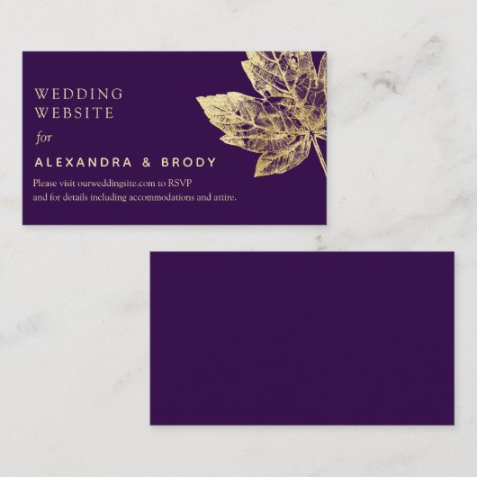 Rustikale Blätter für Lila und goldene Fohlen fall Begleitkarte (Vorne/Hinten)