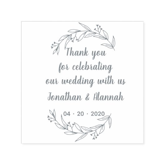 Rustikale Blätter HandGezeichnet Danke Permastempel (Design)