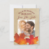 Rustikale Blätter Herbst Hochzeit Save the Date (Vorderseite)