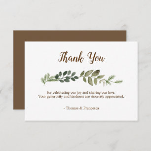 Rustikale Blätter Hochzeit Dankeschön Karte