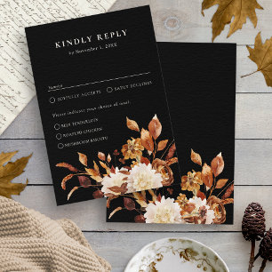 Rustikale Blätter Hochzeit im Herbst RSVP Karte