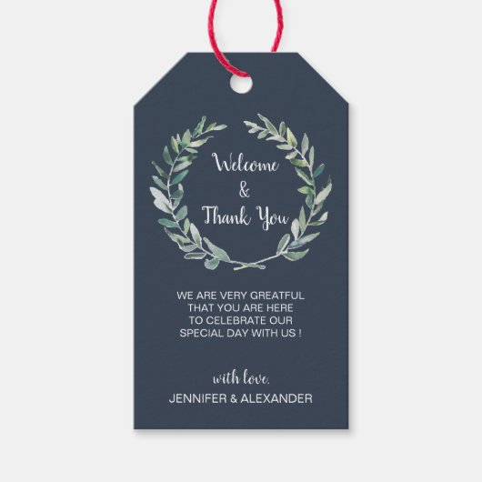 Rustikale Blätter Hochzeit Willkommenstasche Geschenkanhänger (Vorderseite)