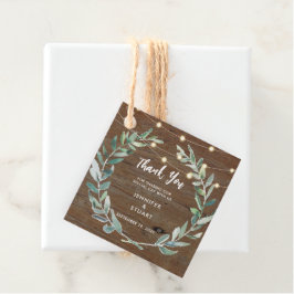 Rustikale Blätter Holz-Lichterkette Hochzeit Danke Geschenkanhänger
