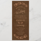 Rustikale Blätter Kastanienbraun Hochzeit Programm (Vorderseite)