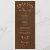 Rustikale Blätter Kastanienbraun Hochzeit Programm (Rückseite)