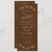 Rustikale Blätter Kastanienbraun Hochzeit Programm (Vorne/Hinten)