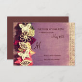 Rustikale Blätter Lila Hochzeit im Herbst RSVP-Kar RSVP Karte (Vorne/Hinten)
