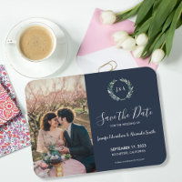 Rustikale Blätter Monogramm Foto Save the Date