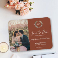 Rustikale Blätter Monogramm Foto Save the Date