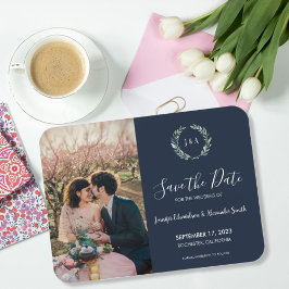 Rustikale Blätter Monogramm Foto Save the Date Magnet