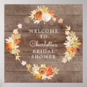 Rustikale Blätter Pumpkins Brautparty Willkommen Poster (Vorne)