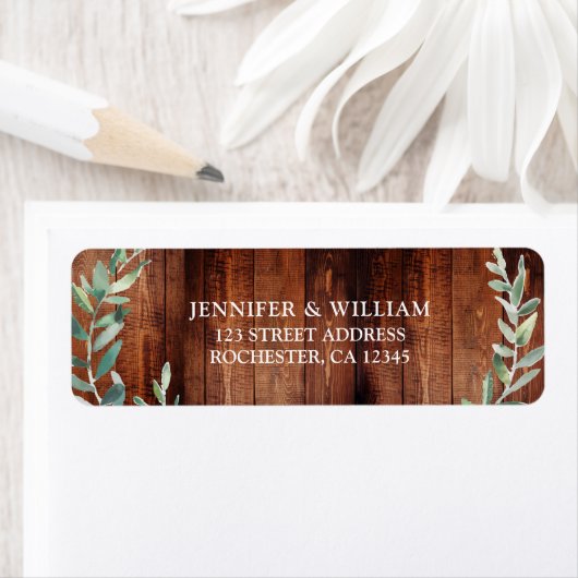 Rustikale Blätter, Rücksendeadresse aus Stallholz (Insitu)