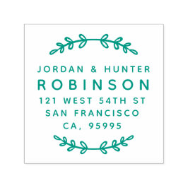 Rustikale Blätter Runde Verheiratete Rücksendeadre Permastempel