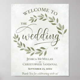 Rustikale Blätter Sage & Olive Wedding Begrüßungsz Poster